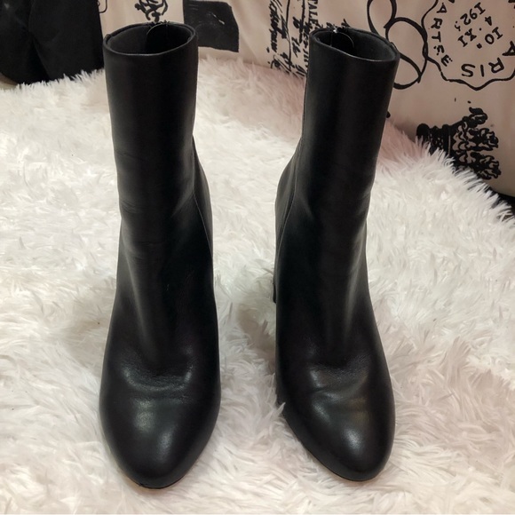 Asos Design Black Leather Booties cylinder heel size 8 zipper - Picture 4 of 15